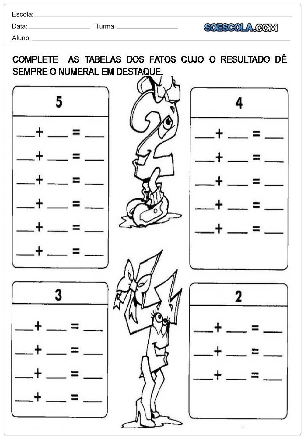 Atividades de Matemática de Adição - 1º Ano do Ensino Fundamental