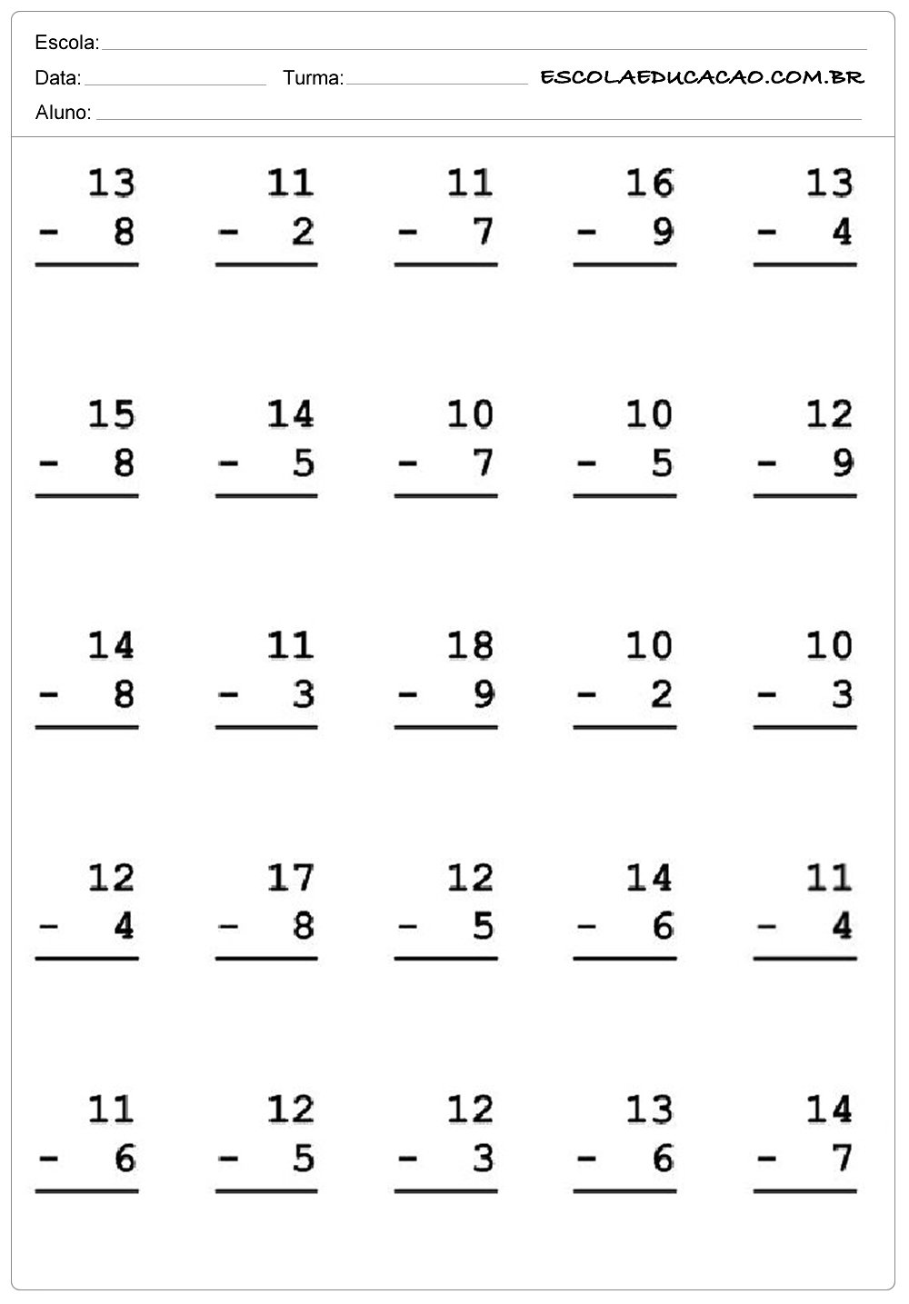 Contas De Matematica 1 Ano Ensino Medio - RETOEDU