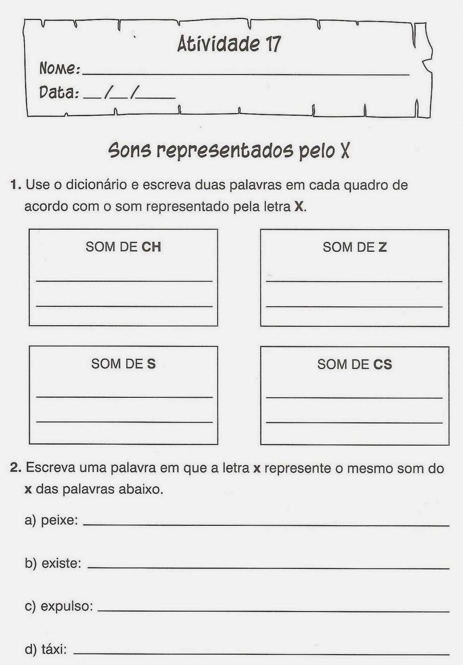 Atividades de Português 4º ano do Ensino Fundamental - Para Imprimir.