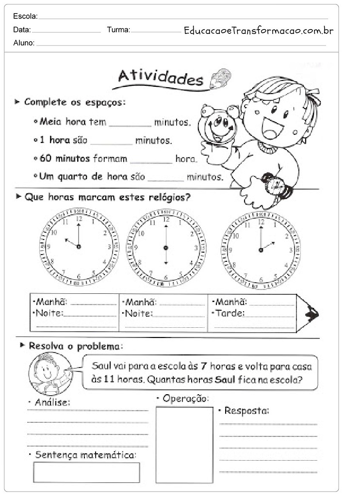 Atividades de Matemática 3 ano do Ensino Fundamental – Para Imprimir.