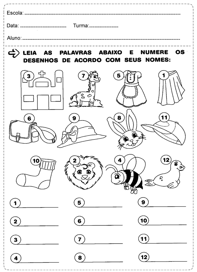 Atividades de Português 1 ano para imprimir - Ensino Fundamental.