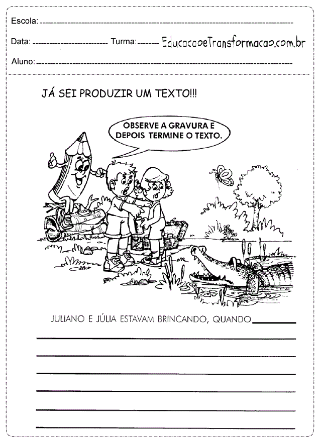 Atividades de Produção de texto 5 ano - Para Imprimir - Series Iniciais.