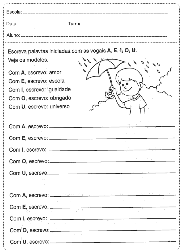 Atividades de Português 1 ano para imprimir - Ensino Fundamental.