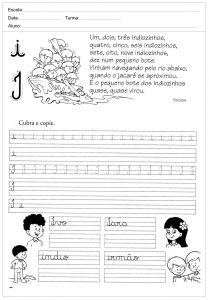 Atividades de caligrafia com a letra I - para imprimir