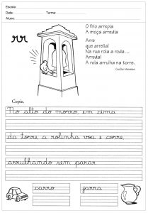 Atividades de caligrafia com a letra R  - para imprimir