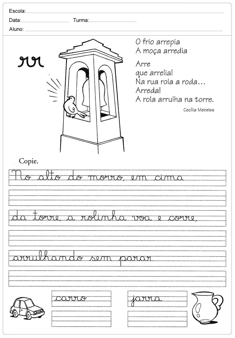 Atividades de caligrafia com a letra R  - para imprimir