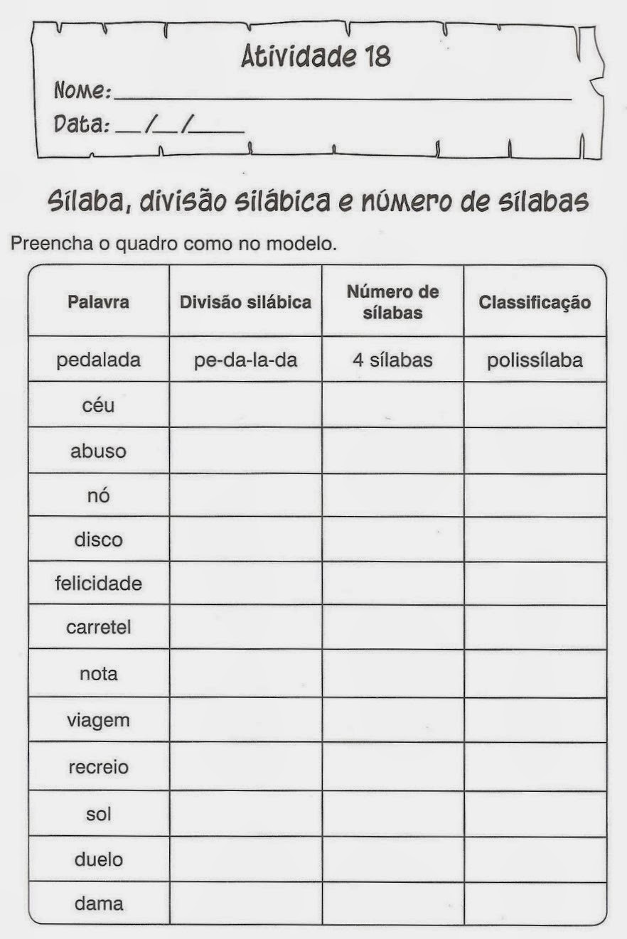 Atividades de Português 4º ano do Ensino Fundamental - Para Imprimir.