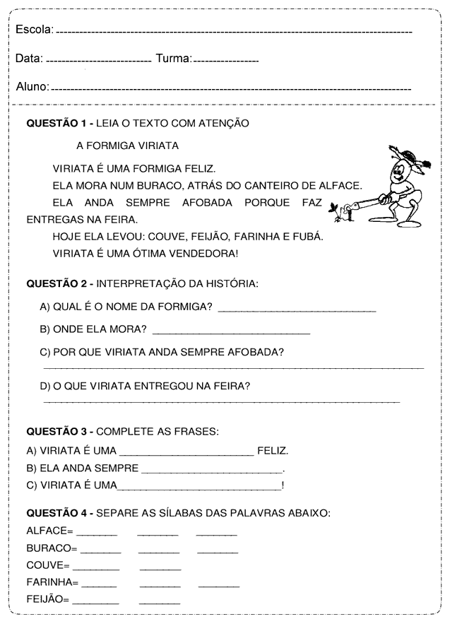 Atividades de interpretação de texto 2 ano imprimir: Ensino Fundamental.