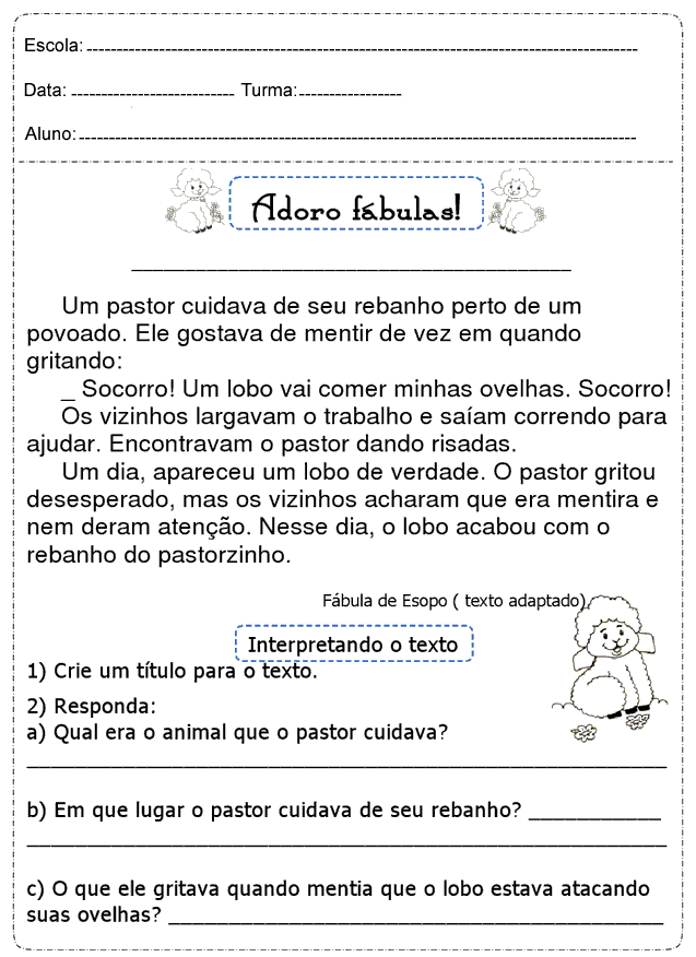 Atividades de interpretação de texto 2 ano imprimir: Ensino Fundamental.