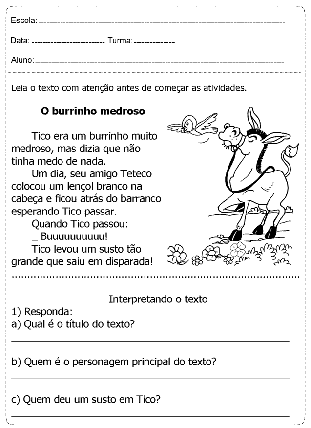 Atividades de interpretação de texto 2 ano imprimir: Ensino Fundamental.