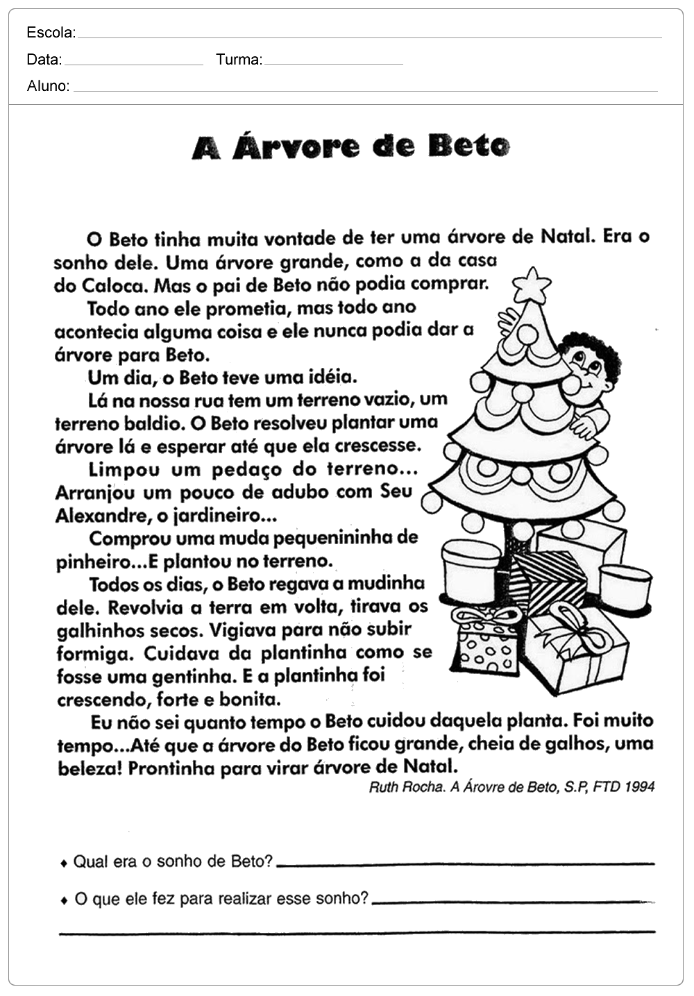 Atividades de Interpretação de Texto 3 ano do Ensino Fundamental para imprimir.