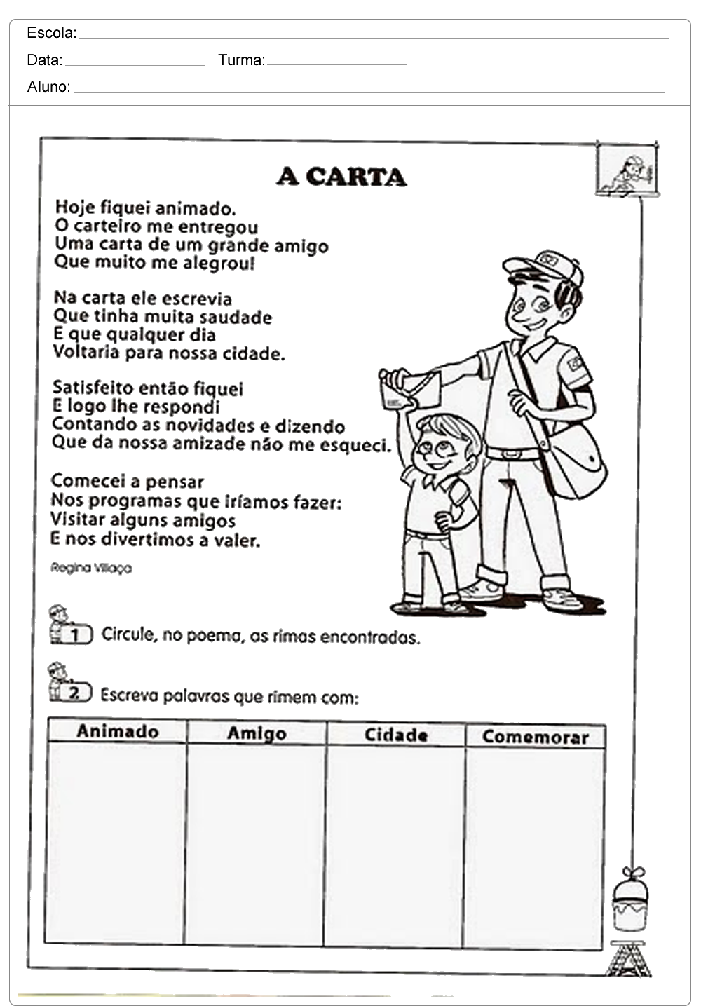 Atividades de Interpretação de Texto 3 ano do Ensino Fundamental para imprimir.