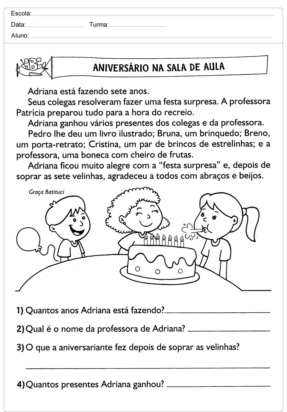 Atividades de Interpretação de Texto 3 ano do Ensino Fundamental para imprimir.