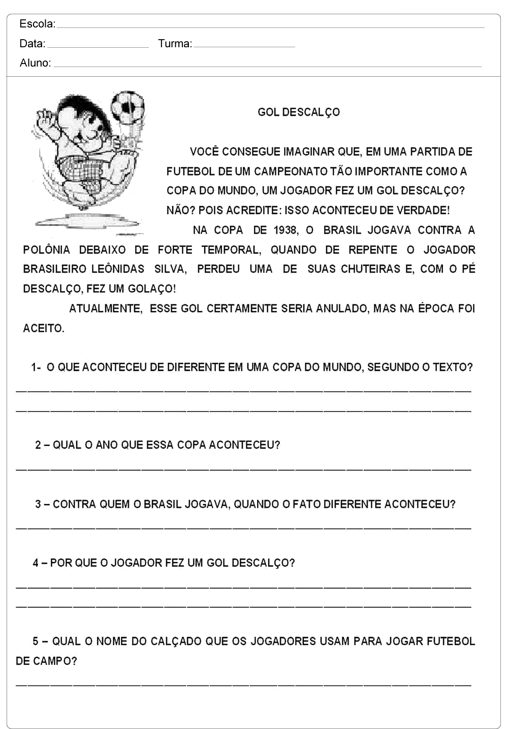 Atividades de Interpretação de Texto 3 ano do Ensino Fundamental para imprimir.