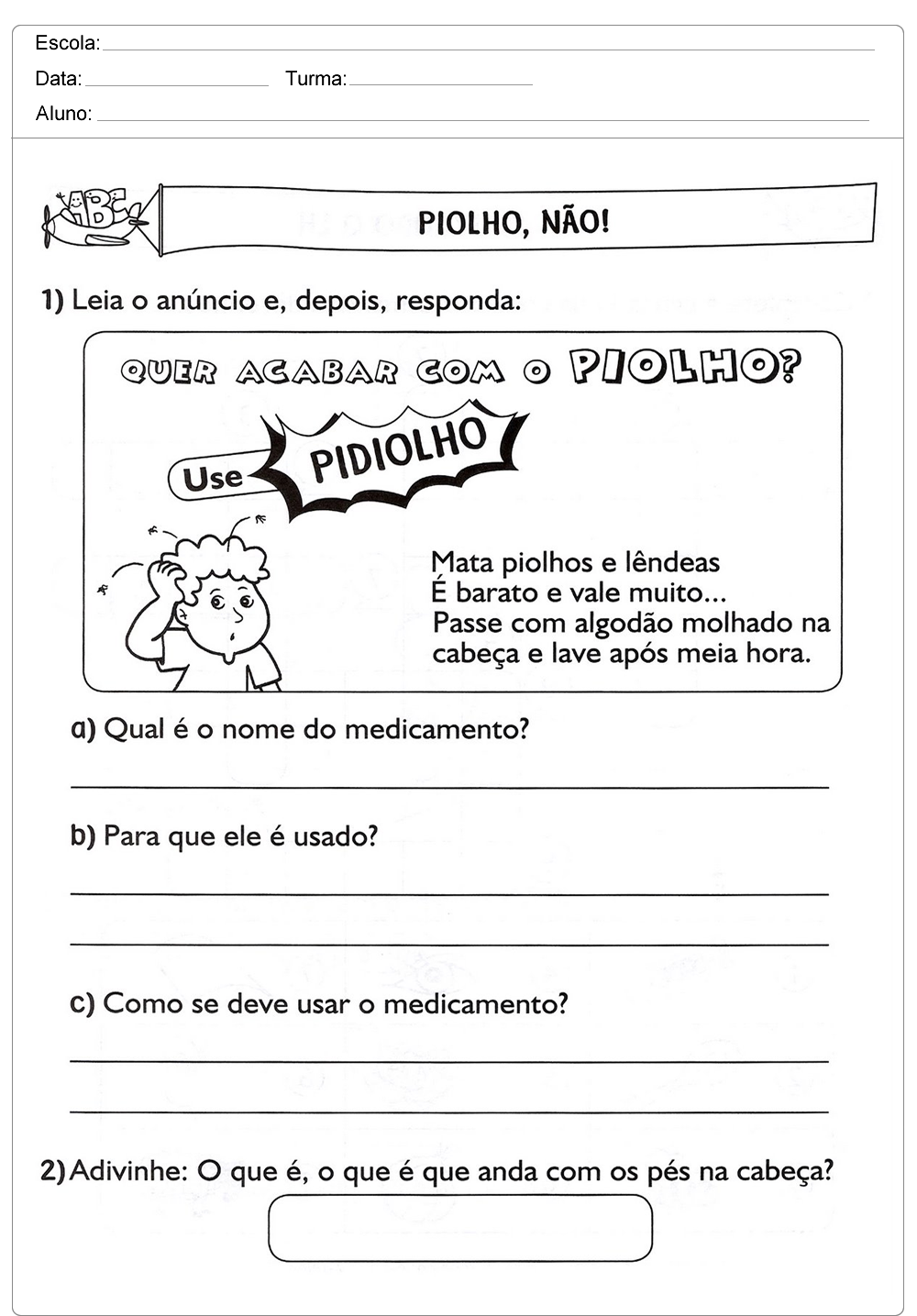 Atividades de Interpretação de Texto 3 ano do Ensino Fundamental para imprimir.