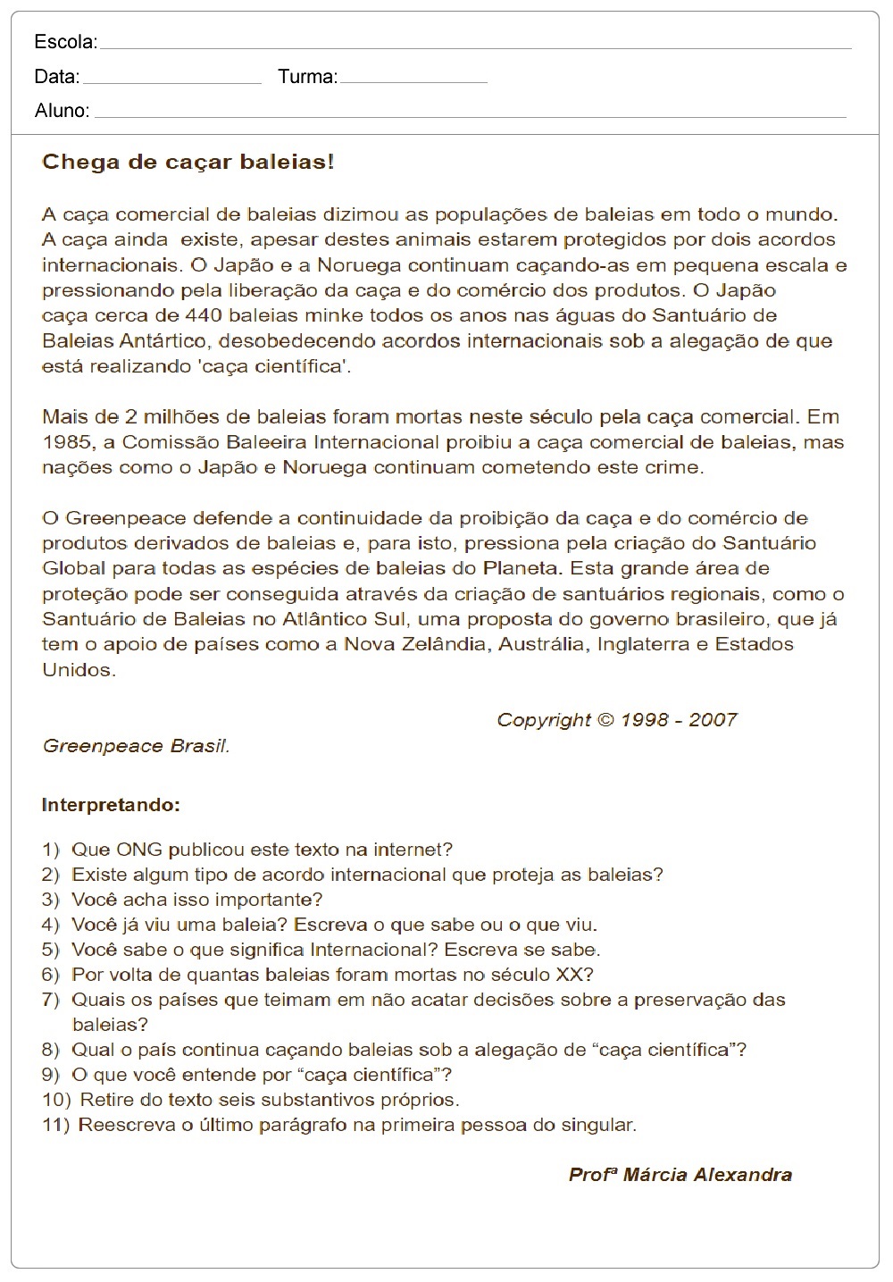 Plano de aula de portugues 3 ano leitura e interpretação Atividades De Interpretacao De Texto 3 Ano Do Ensino Fundamental