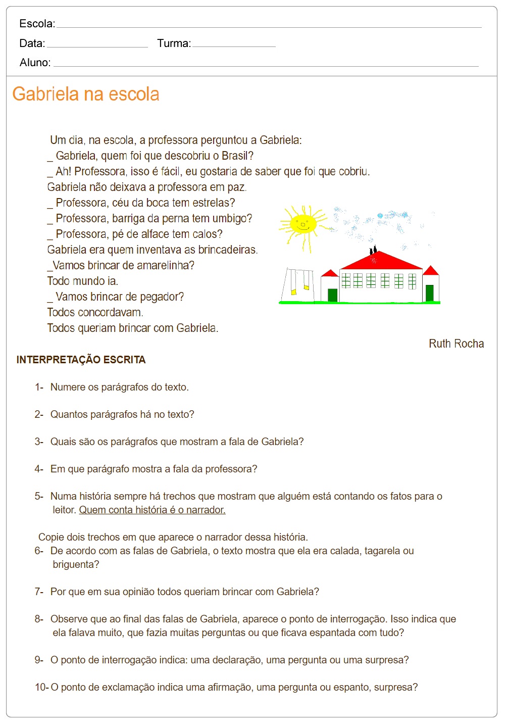 Atividades de Interpretação de Texto 3 ano do Ensino Fundamental para imprimir.