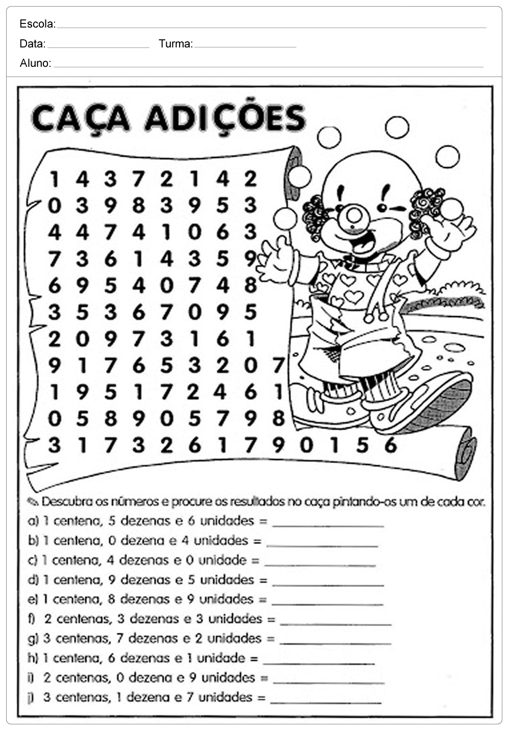 Atividades de Matemática 3 ano do Ensino Fundamental – Para Imprimir.