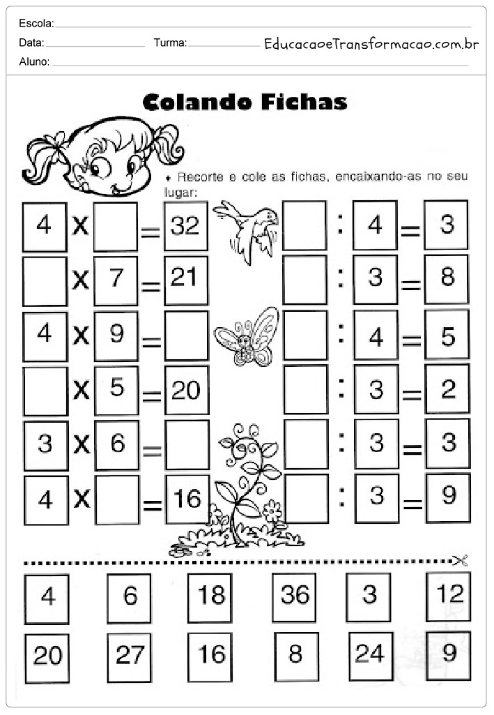 Atividades de Matemática 3 ano do Ensino Fundamental – Para Imprimir.