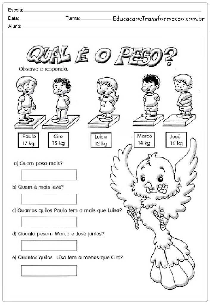 Atividades de Matemática 3 ano do Ensino Fundamental – Para Imprimir.