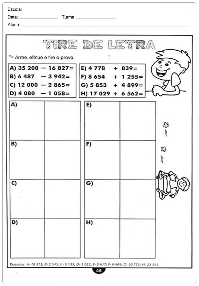 Atividades de Matemática 4 ano do Ensino Fundamental – Para Imprimir.