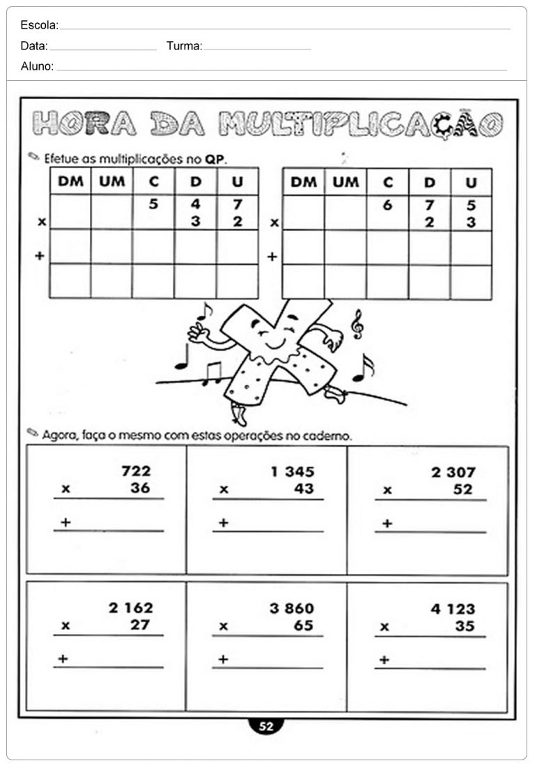 Atividades de Matemática 4 ano do Ensino Fundamental – Para Imprimir.