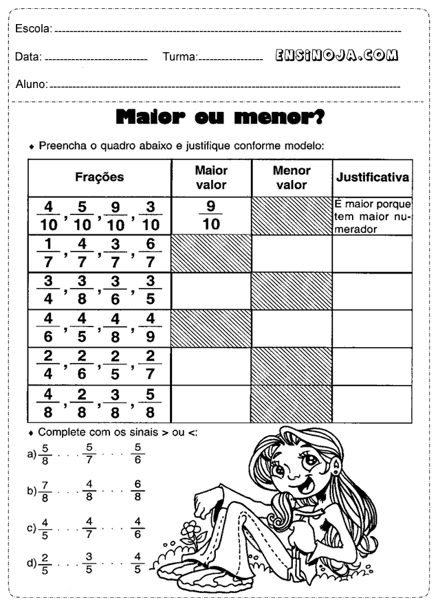 10 Atividades Maior Que, Menor Que e Igual para Imprimir - Online Cursos  Gratuitos  Atividades de matemática 3ano, Sinal de maior, Atividades de  matemática divertidas