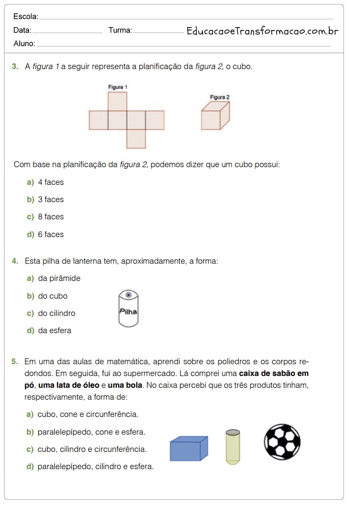 Atividades de Matemática 5 ano do Ensino Fundamental – Para Imprimir