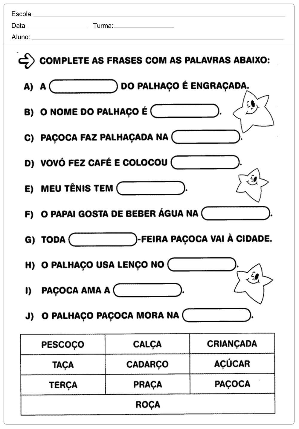 Atividades de Português 1 ano para imprimir - Ensino Fundamental.