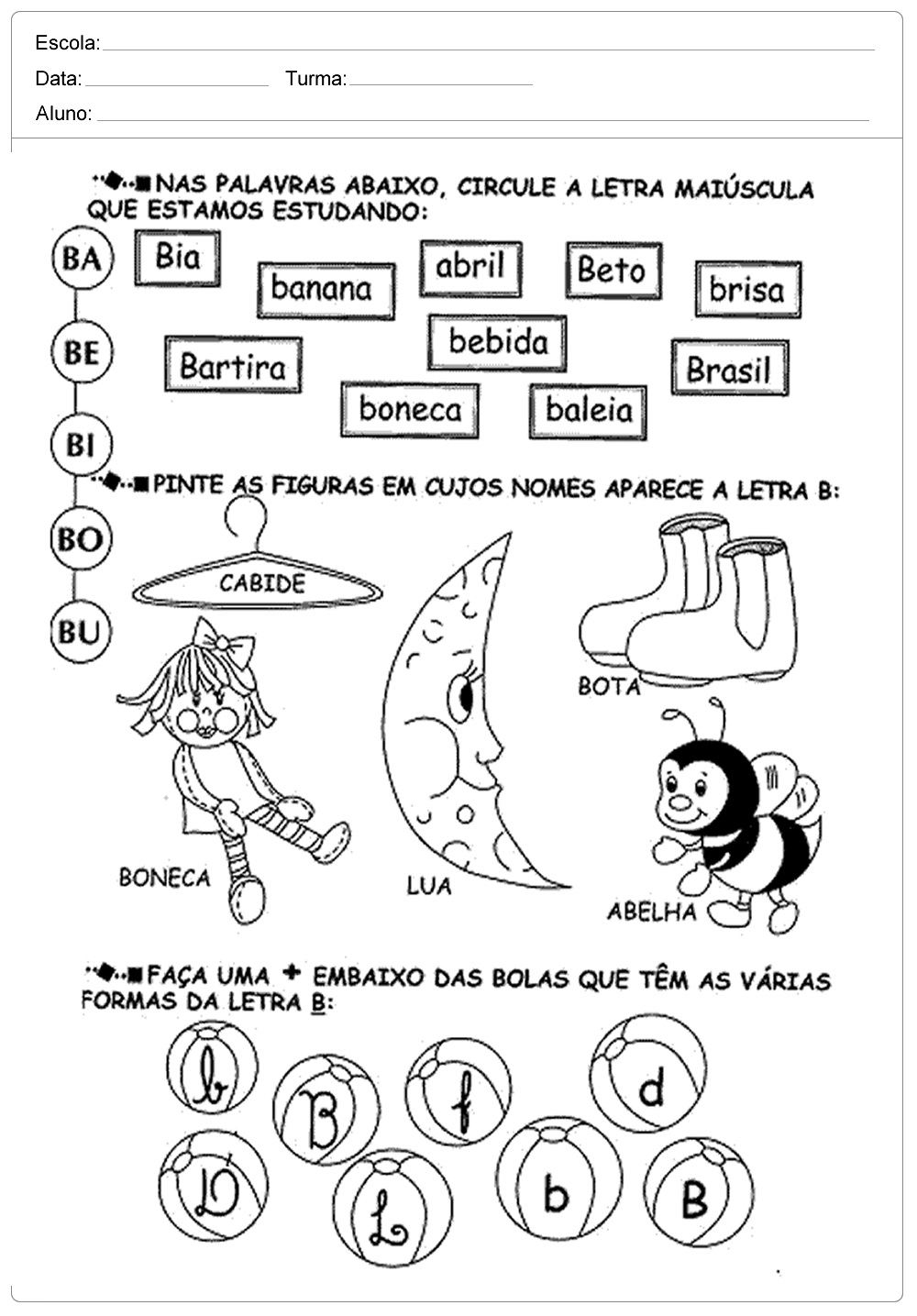 Atividades de Português 1 ano para imprimir - Ensino Fundamental.