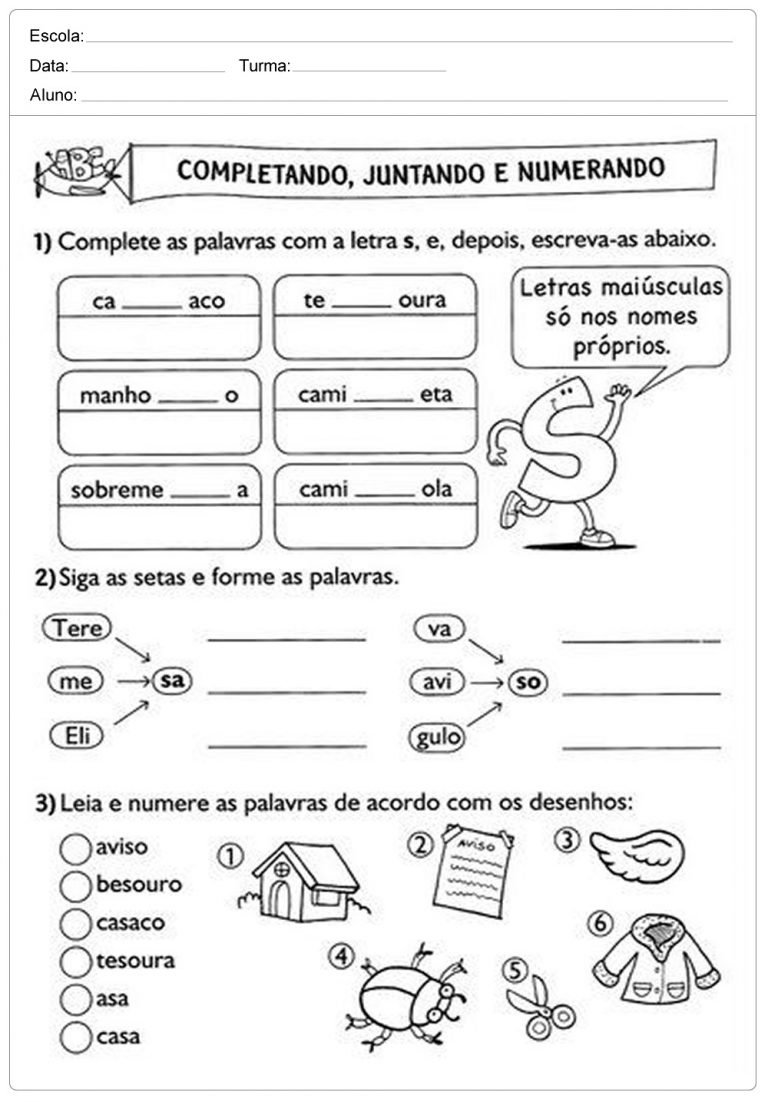 Atividades de Português 1º, 2º, 3º, 4º e 5º ano do Ensino Fundamental.