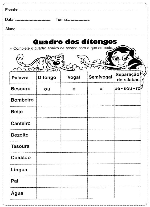 Atividades de Português 4º ano do Ensino Fundamental - Para Imprimir.