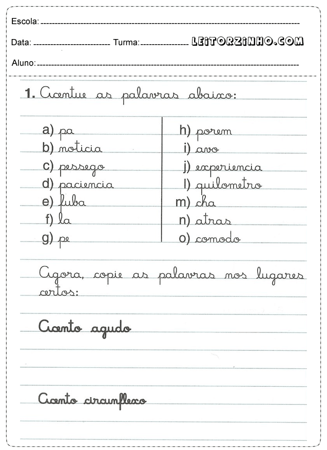 Atividades de português 5 ano do Ensino Fundamental - Para Imprimir