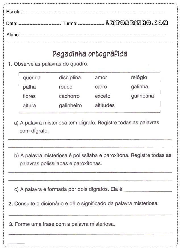 Atividades de português 5 ano do Ensino Fundamental - Para Imprimir