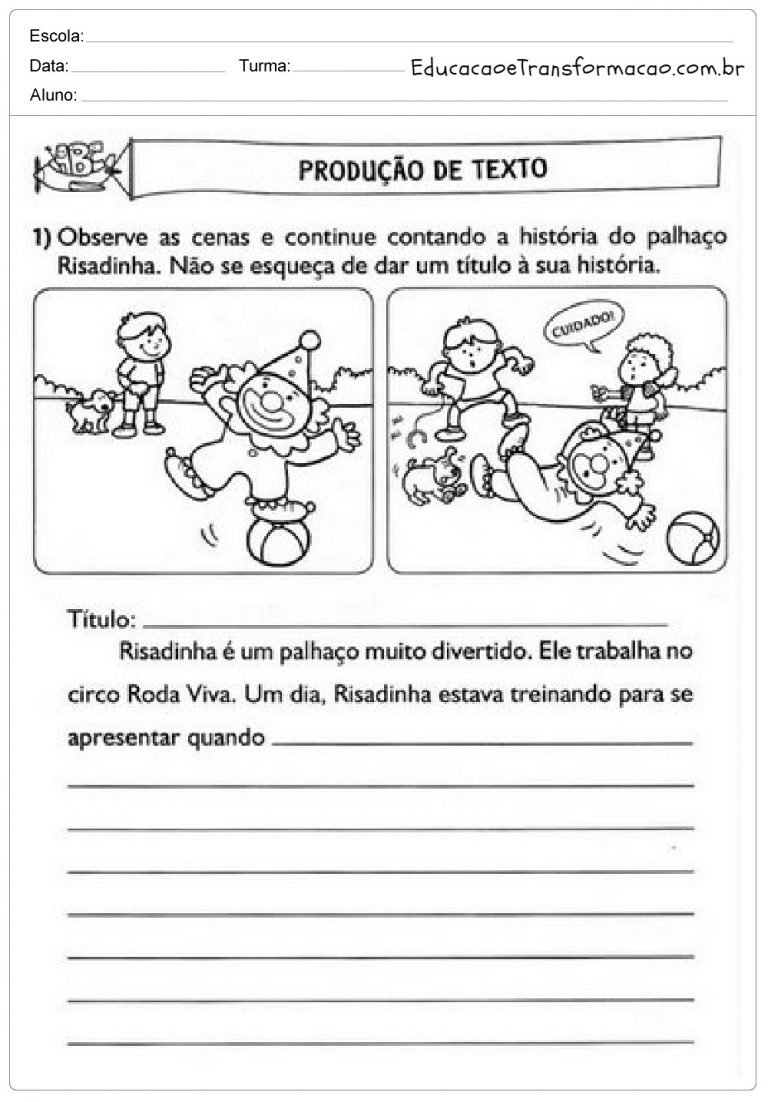 Atividades de Produção de texto 3 ano - Para Imprimir - Series Iniciais.