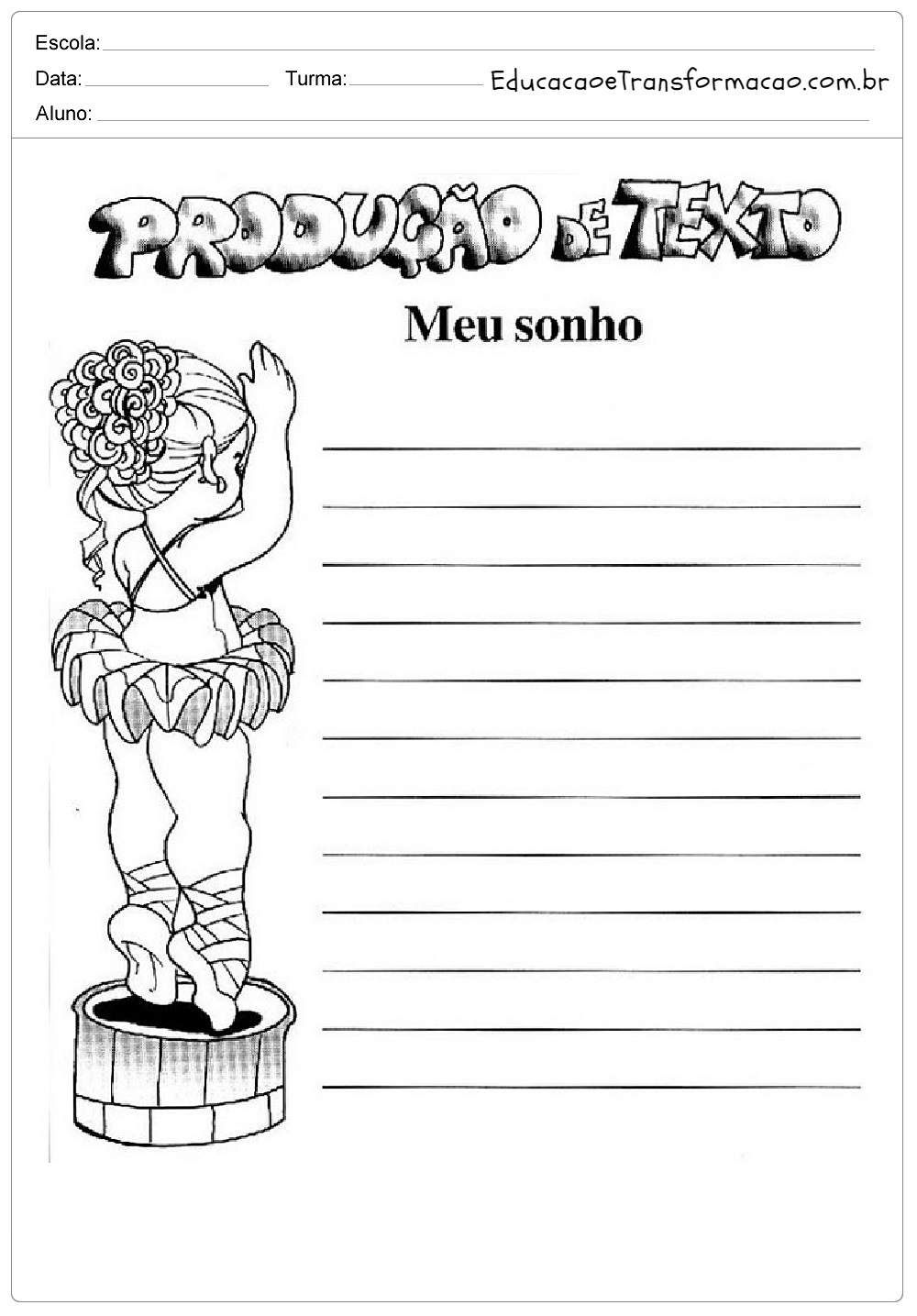 Atividades de Produção de texto 5 ano - Para Imprimir - Series Iniciais.