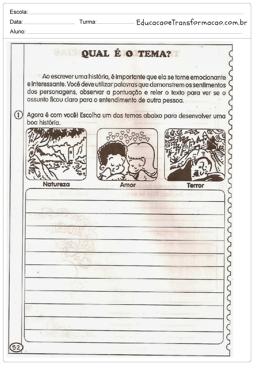 Atividades de Produção de texto 5 ano - Para Imprimir - Series Iniciais.