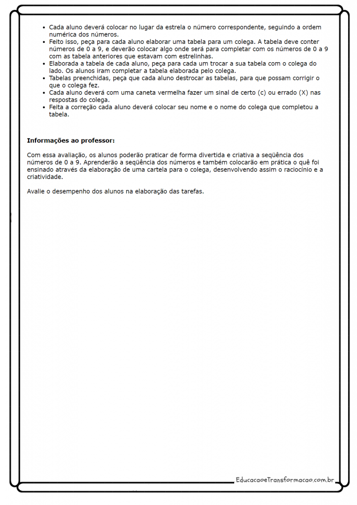 Atividades de Matemática 2º ano - Sequencia numérica do 0 a 9 - Folha 02