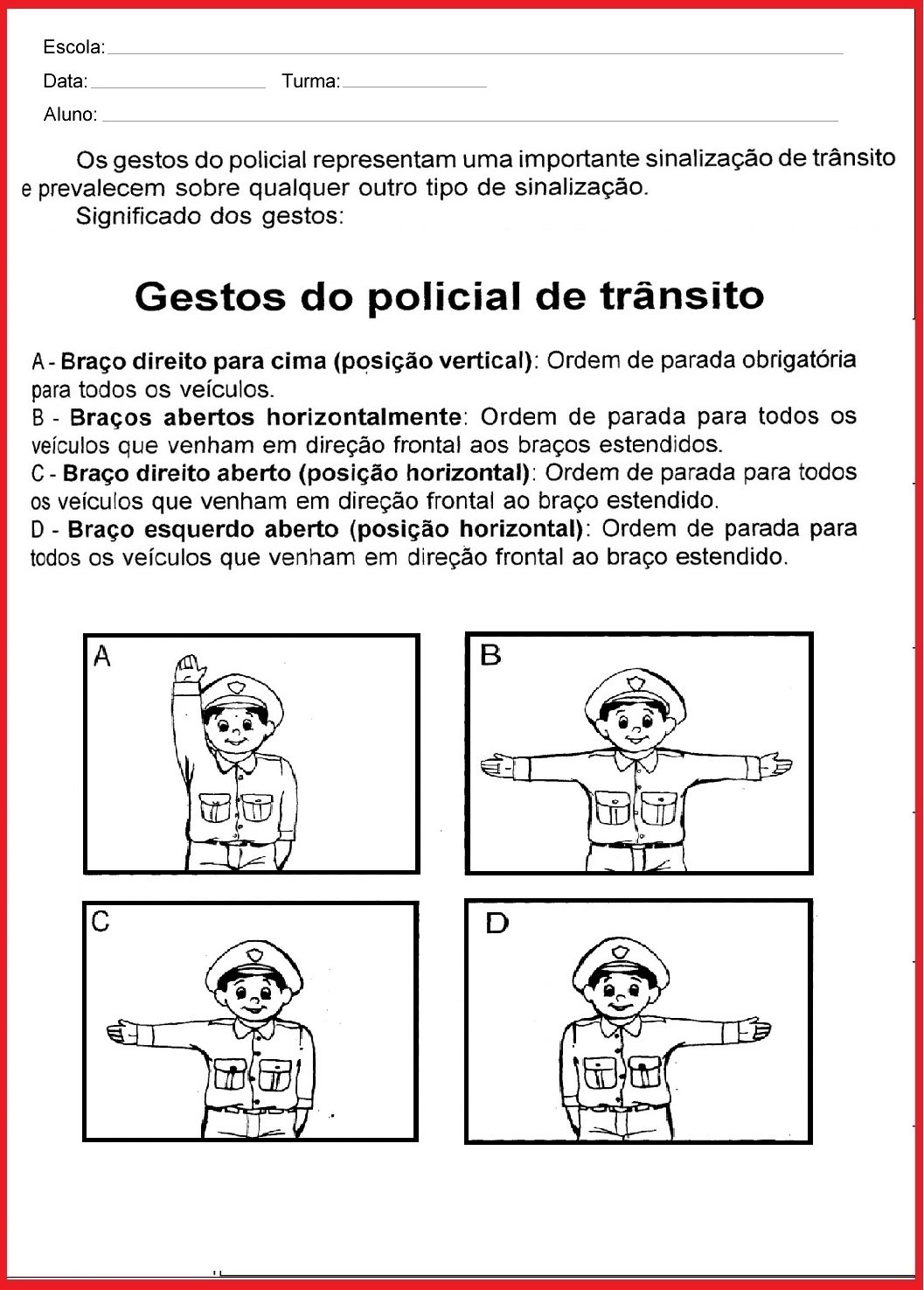 Atividades para a Semana do Trânsito para imprimir e colorir.