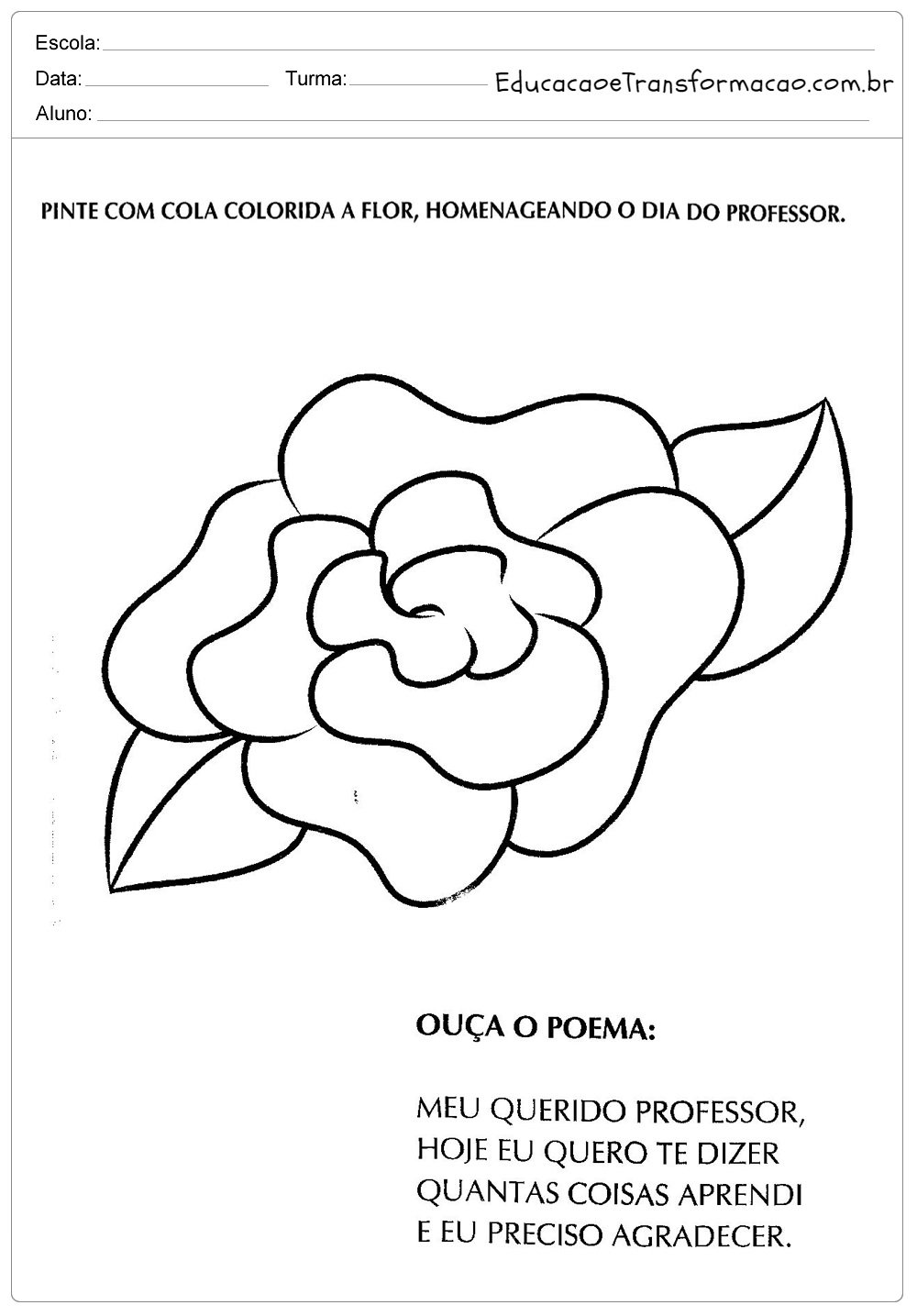 Atividades para o Dia dos Professores - Mensagens, Poemas, Desenhos, Frases e mais.