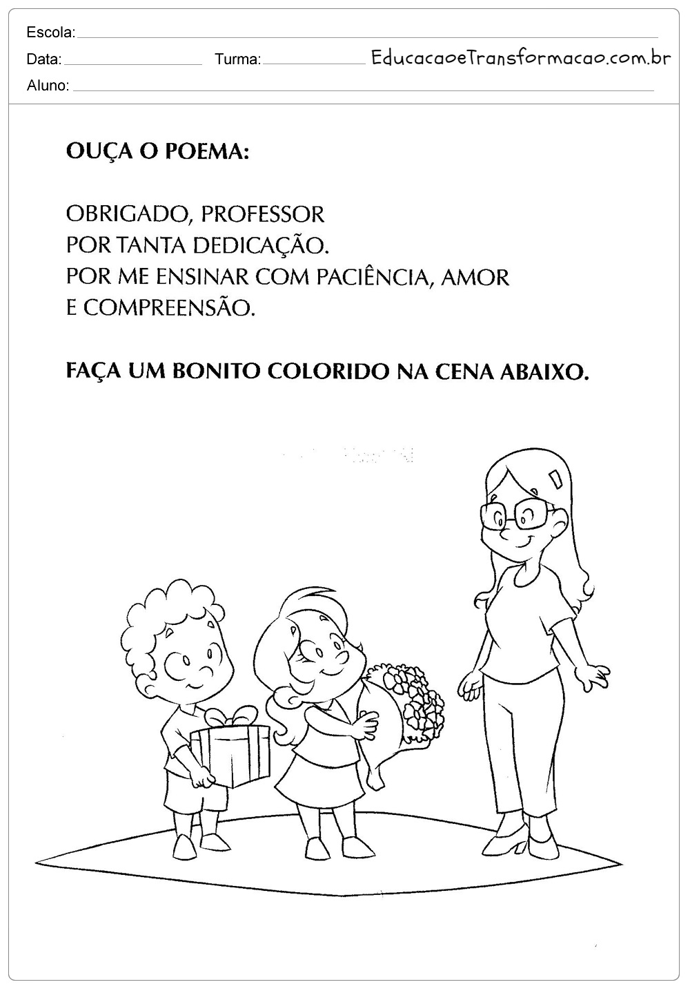 Atividades para o Dia dos Professores - Mensagens, Poemas, Desenhos, Frases e mais.