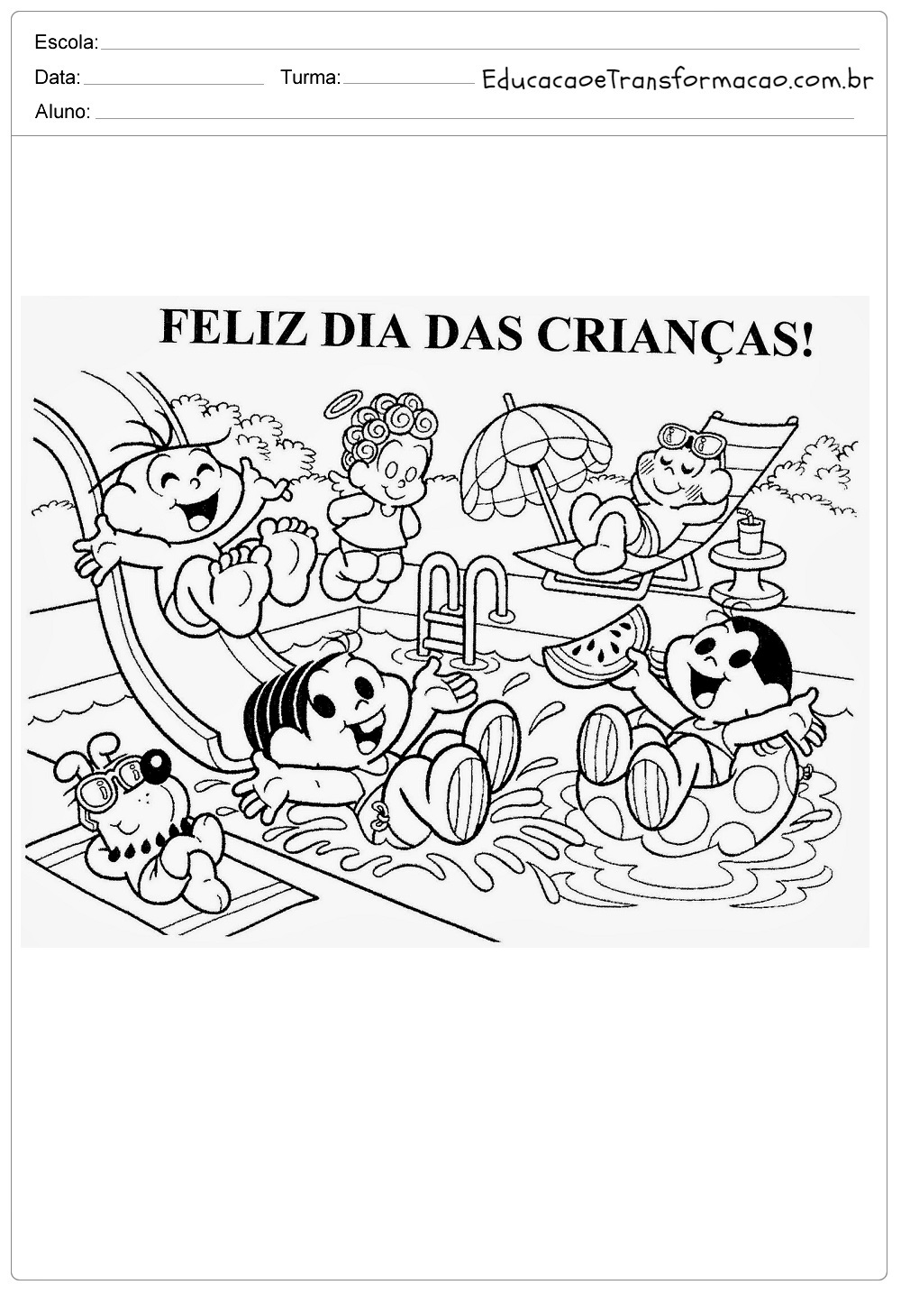 Desenhos Dia das Crianças para imprimir e colorir - Atividades.