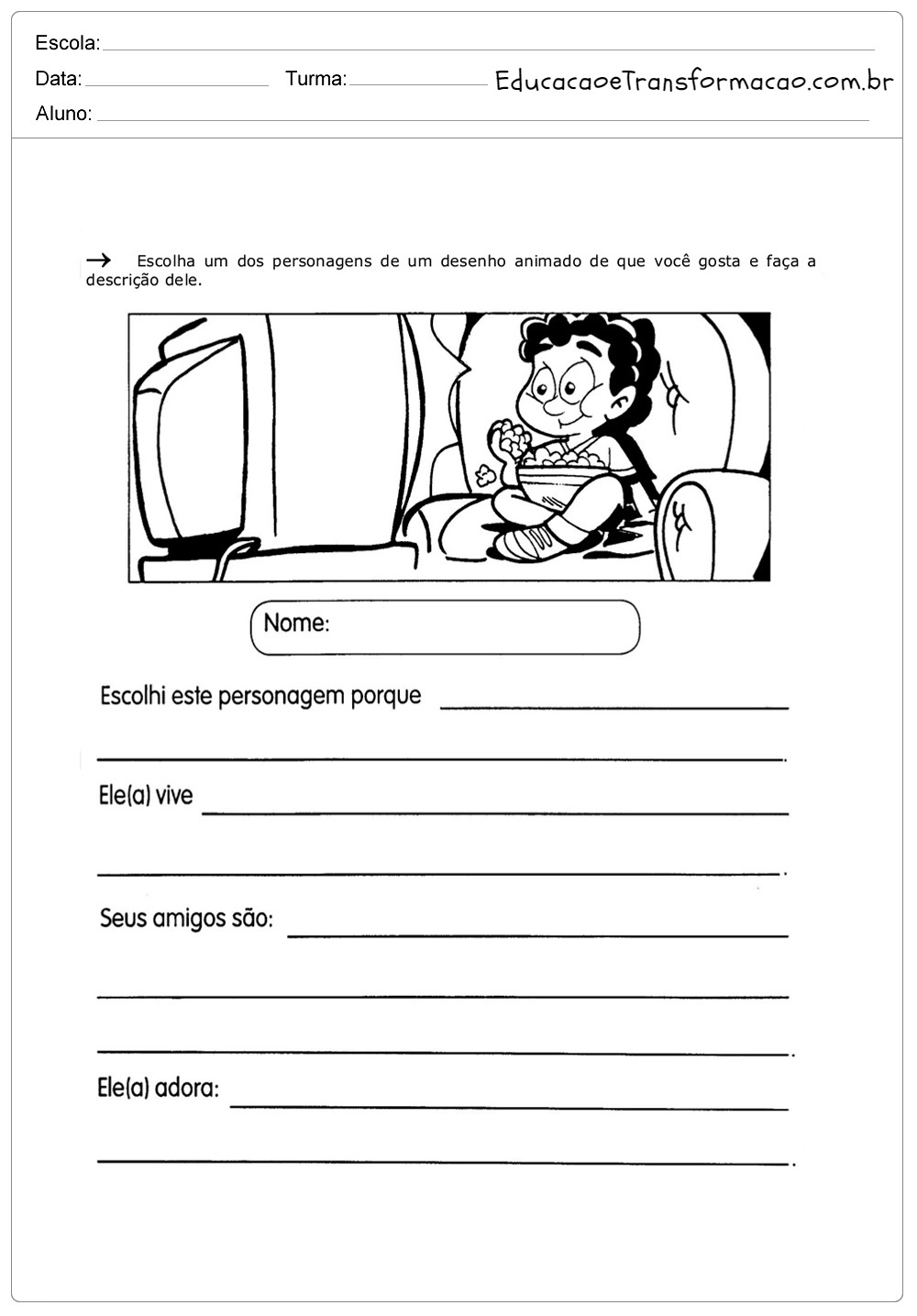 Atividades de Interpretação de Texto 4 ano do Ensino Fundamental para imprimir.