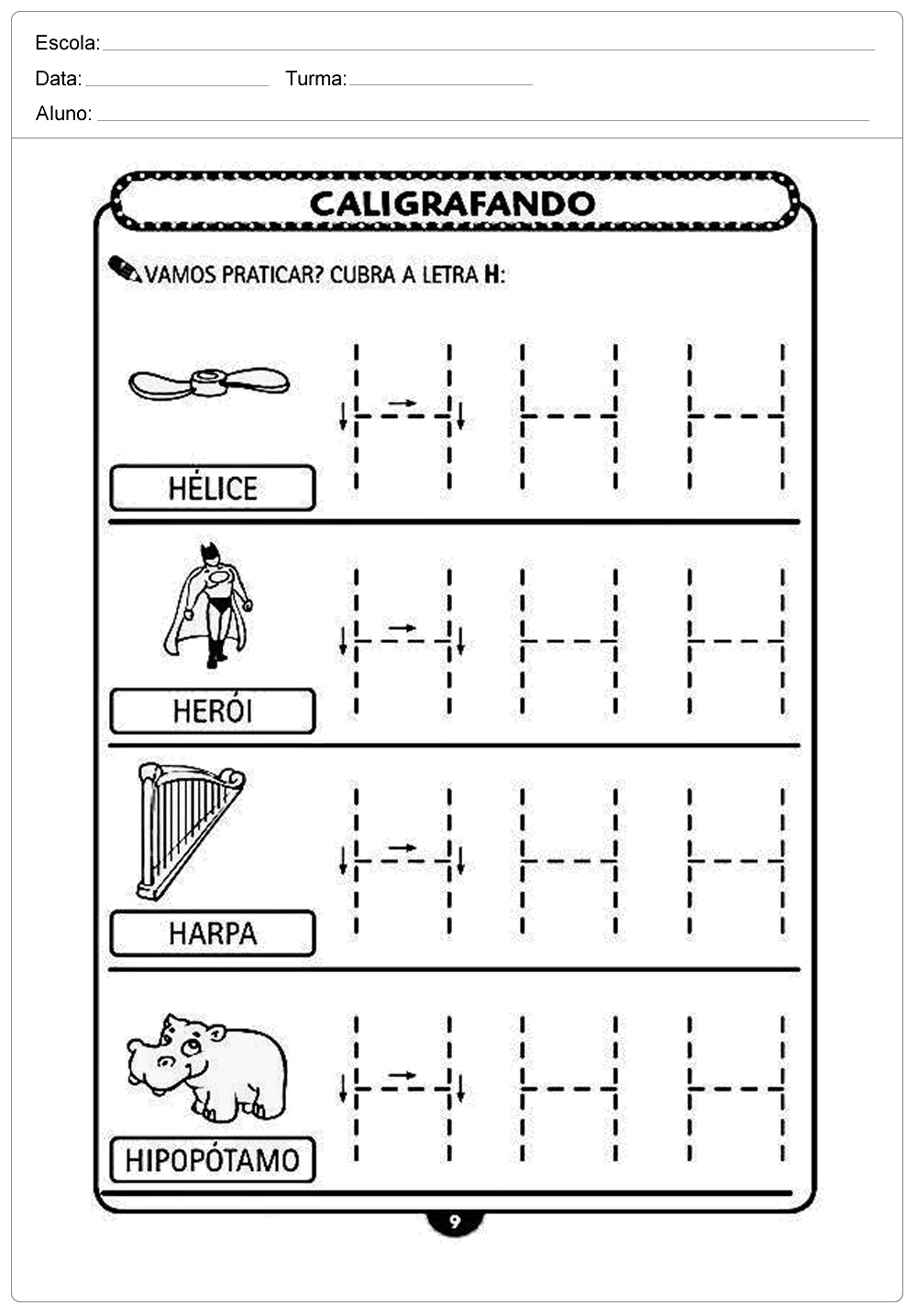 Imprimir Atividade De Caligrafia Letra H Educação E Transformação