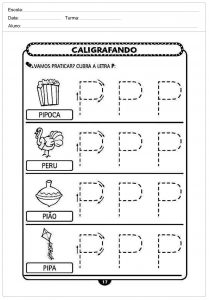 Atividades de caligrafia com a letra P  - para imprimir