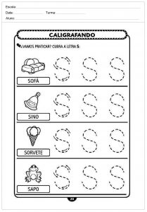 Atividades de caligrafia com a letra S  - para imprimir