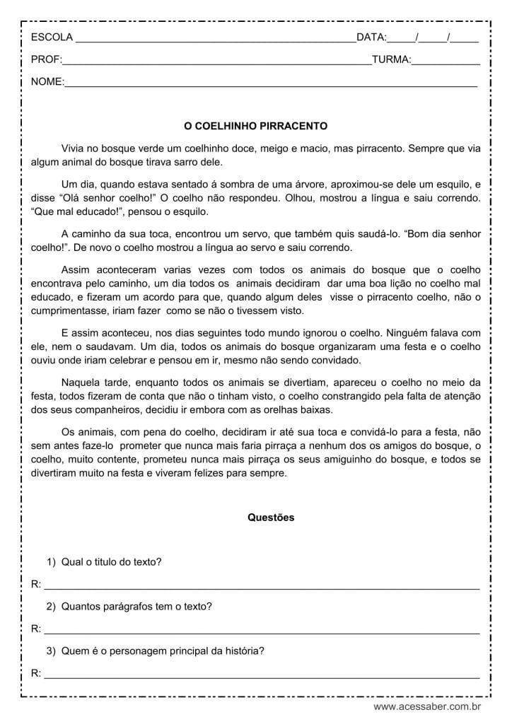 Atividades de Interpretação de Texto 5 ano do Ensino Fundamental