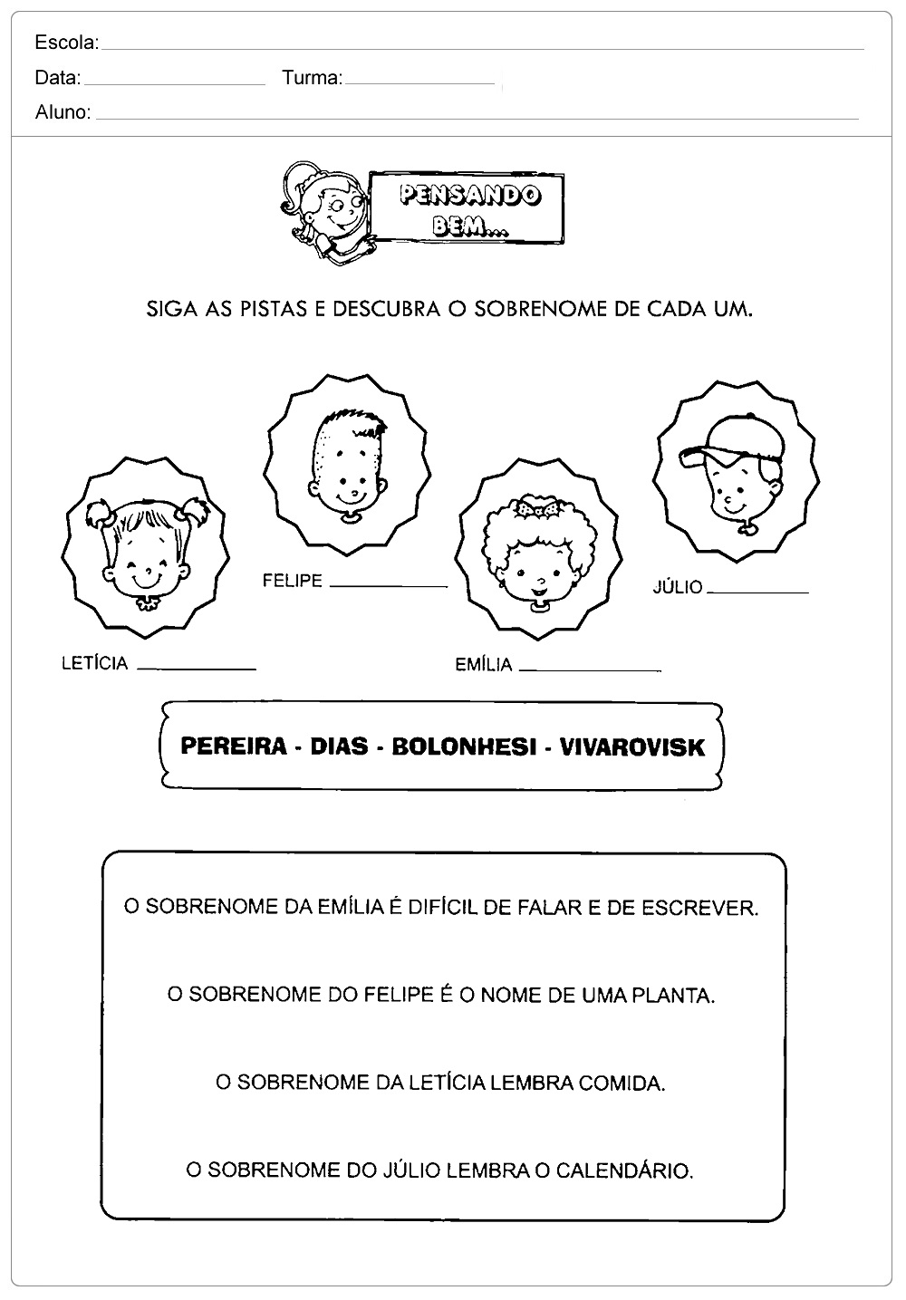 Atividades de Português 4º ano do Ensino Fundamental - Para Imprimir.