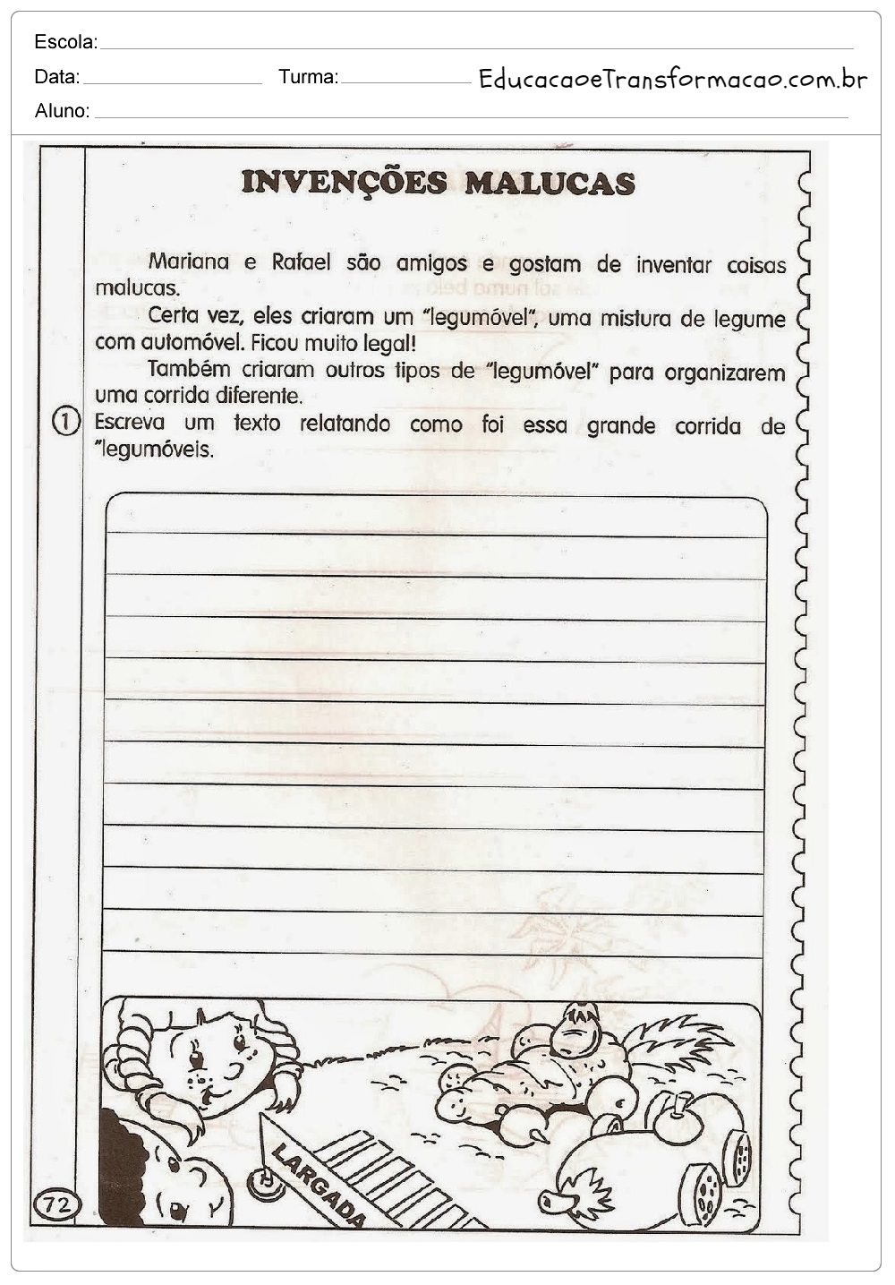 Atividades de Produção de texto 5 ano - Para Imprimir - Series Iniciais.