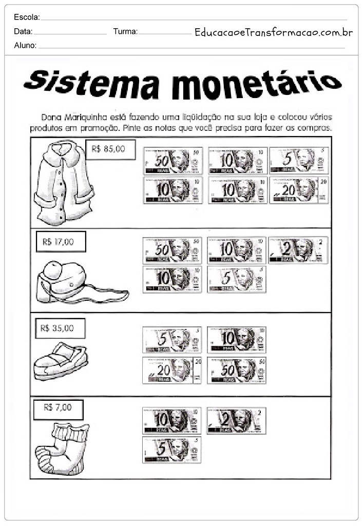 Atividades de Matemática 3 ano do Ensino Fundamental – Para Imprimir.